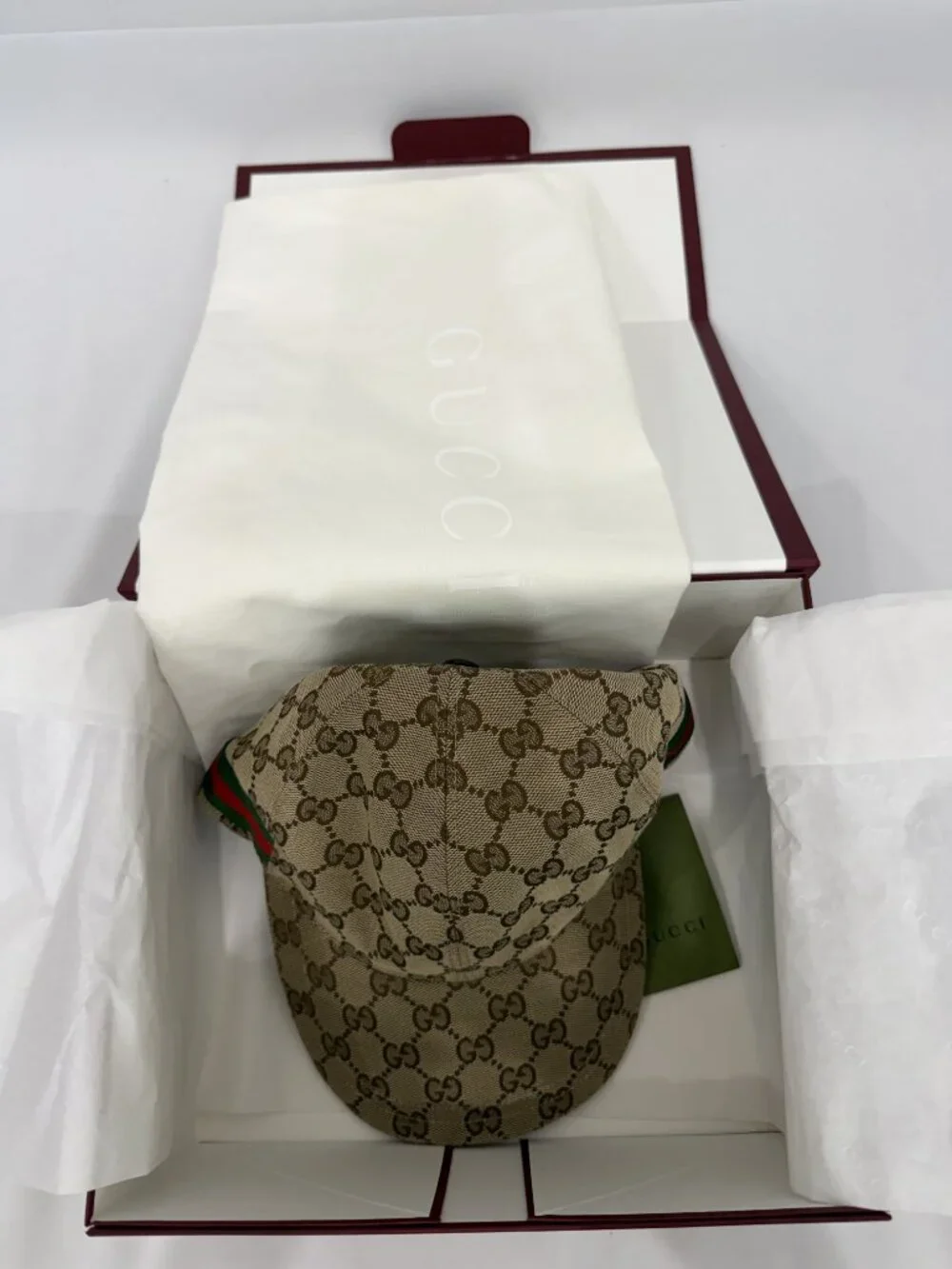 Gucci Original GG Supreme Beige Ebony Baseball Cap S NWT